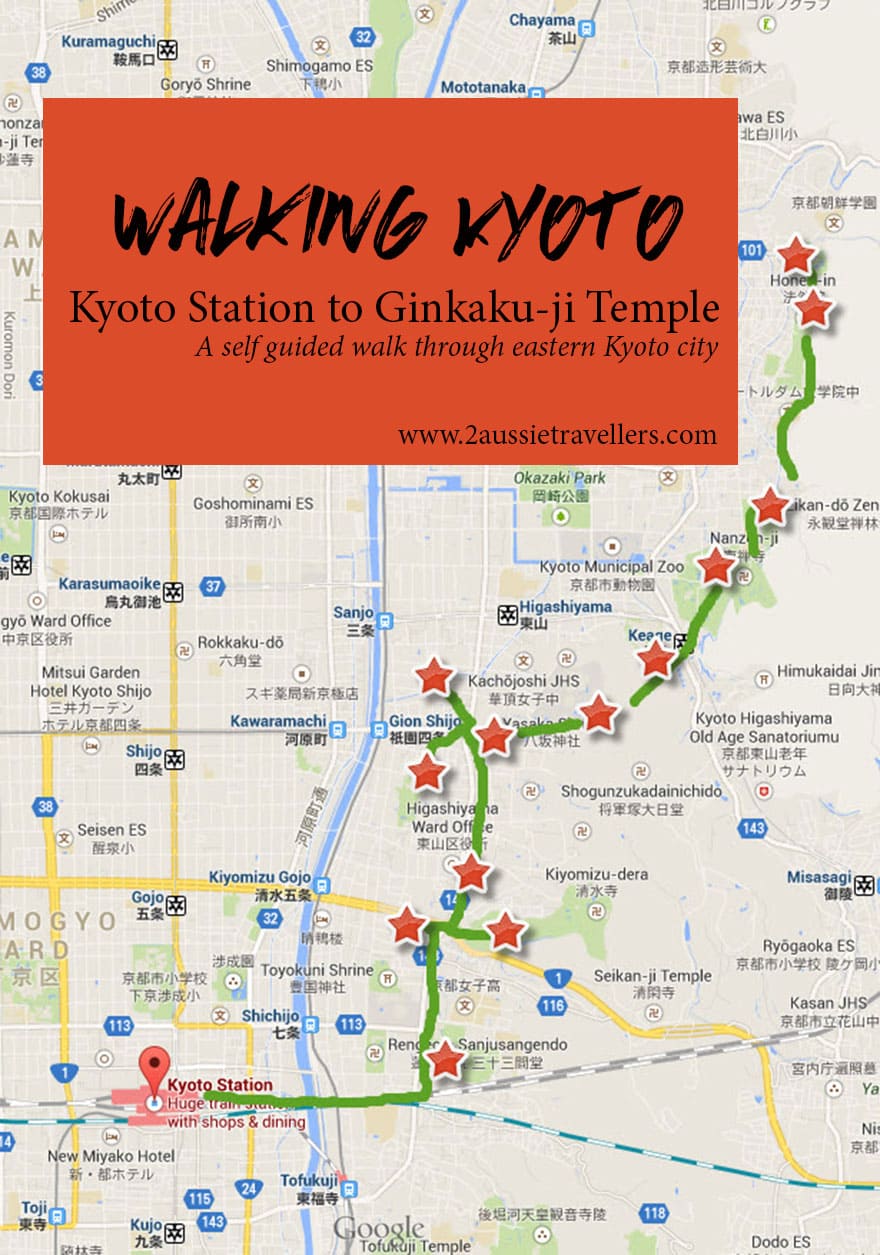 Self guided walk through eastern Kyoto, Japan