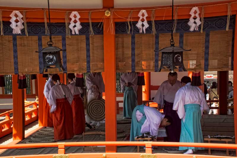 Preparations for the Kenka-sai ceremony at Fushimi Inari Shrine
