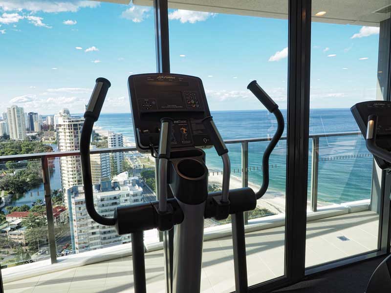 Gym with a view at Rhapsody Resort
