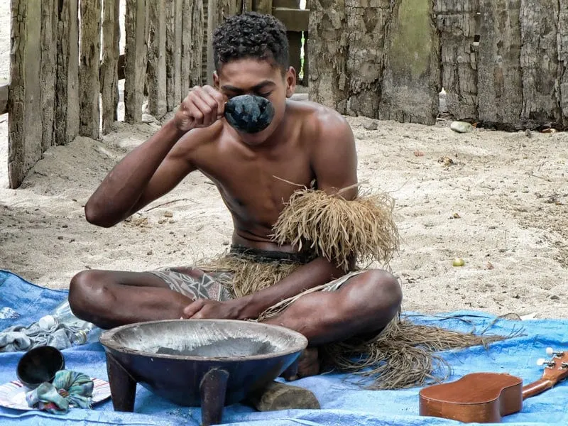 Trying kava in Fiji