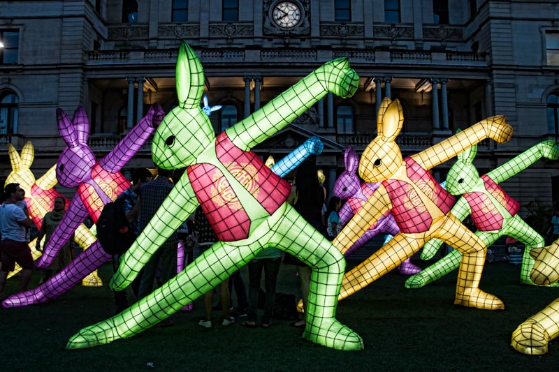 Rabbit zodiac lanterns for Chinese New Year in Sydney