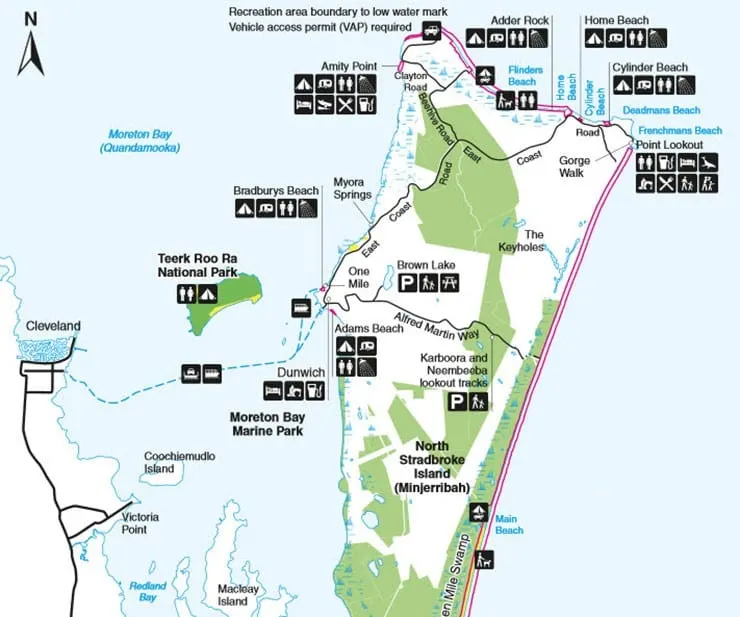 North Stradbroke Island Map