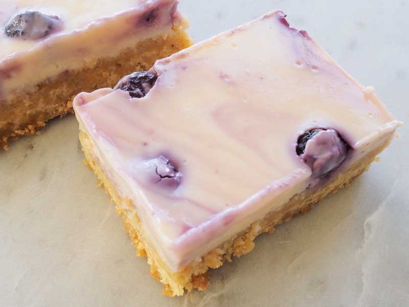 Tangy lemon and blueberry slice