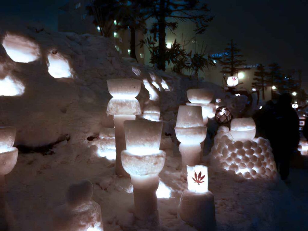 snow lanterns in Otaru, Japan