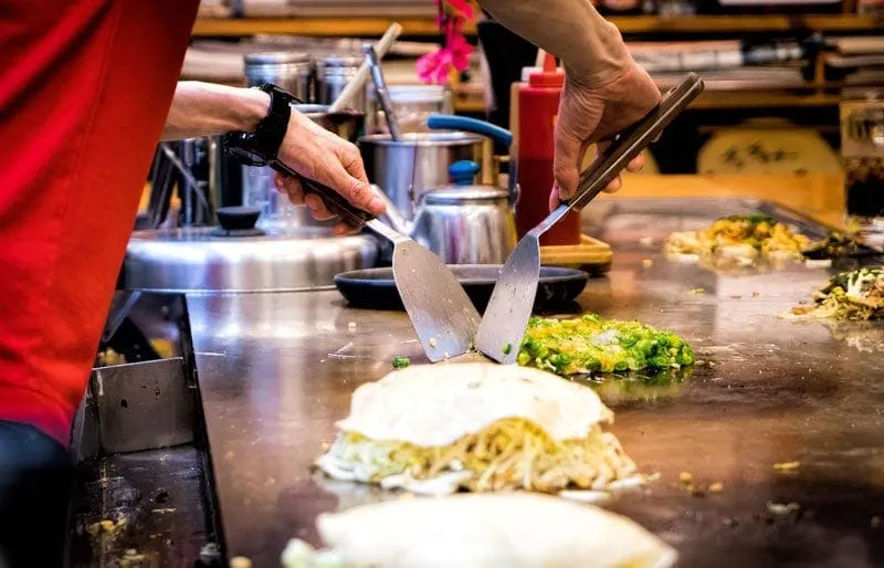 Okonomiyaki on the grill