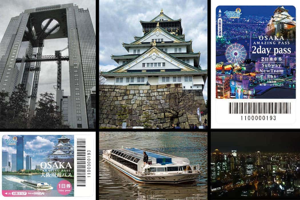 Osaka Amazing Pass collage of attractions