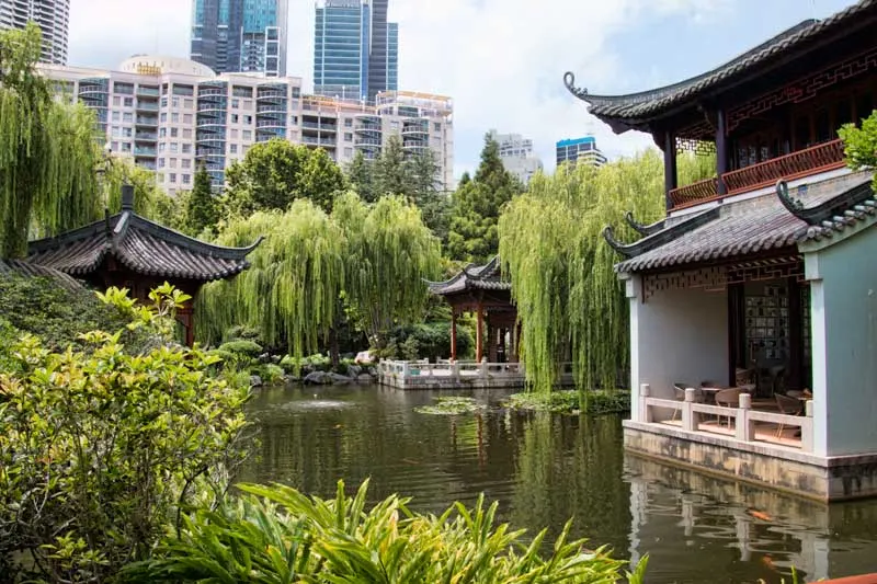 Pond at Chinese Friendship Gardens in Sydney