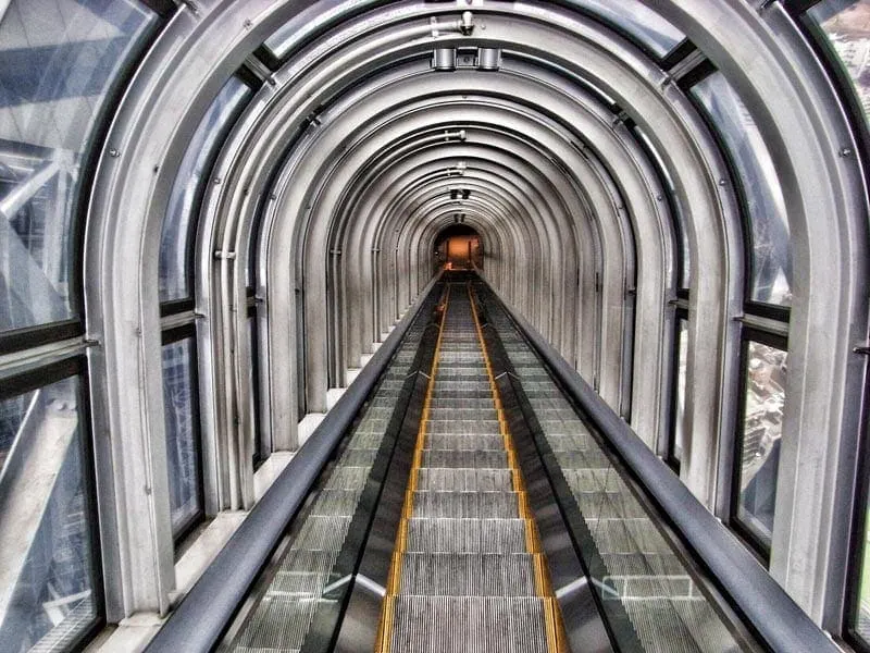 Umeda Sky Building glass escalator in Osaka, Japan
