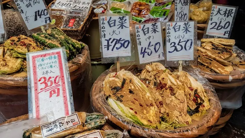 Traditional pickles at Kuromon Market