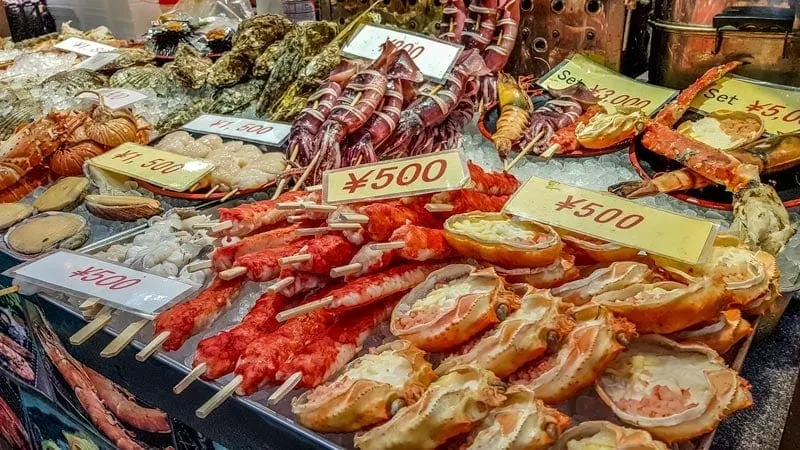 Kuromon market seafood selection