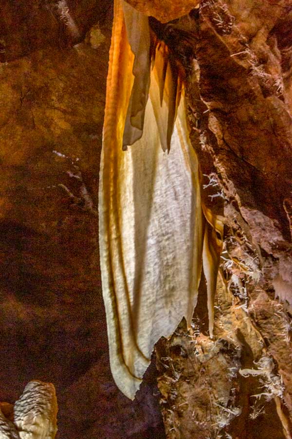 Angels wing shawl formation in the Temple of Baal at Jenolan Caves