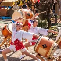 Taiko drummers at an Ume Festival in Tokyo