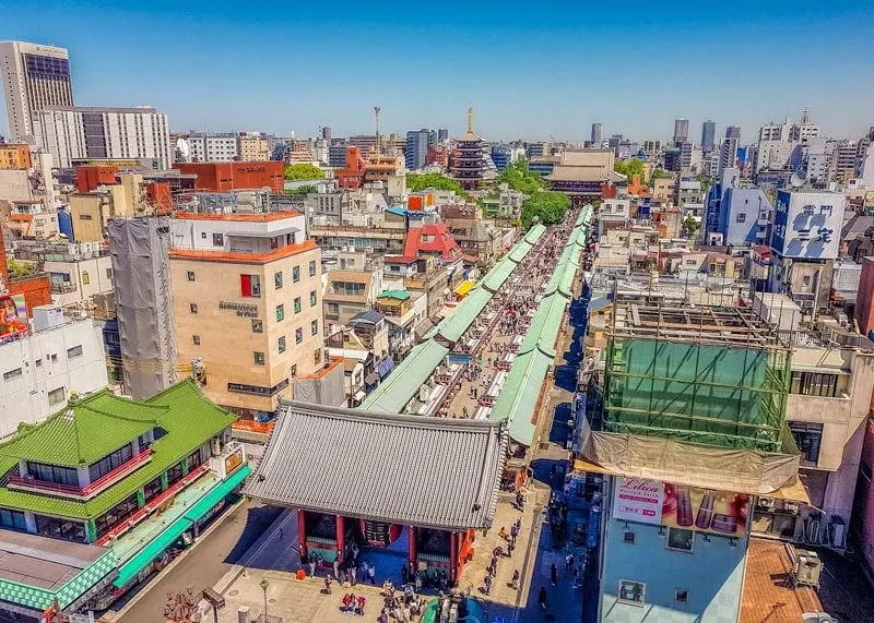 View of Asakusa Tokyo from above