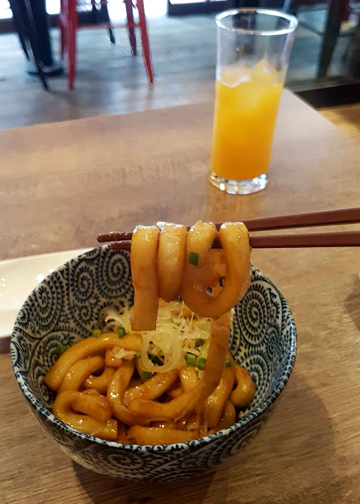 Chubby handmade udon noodles