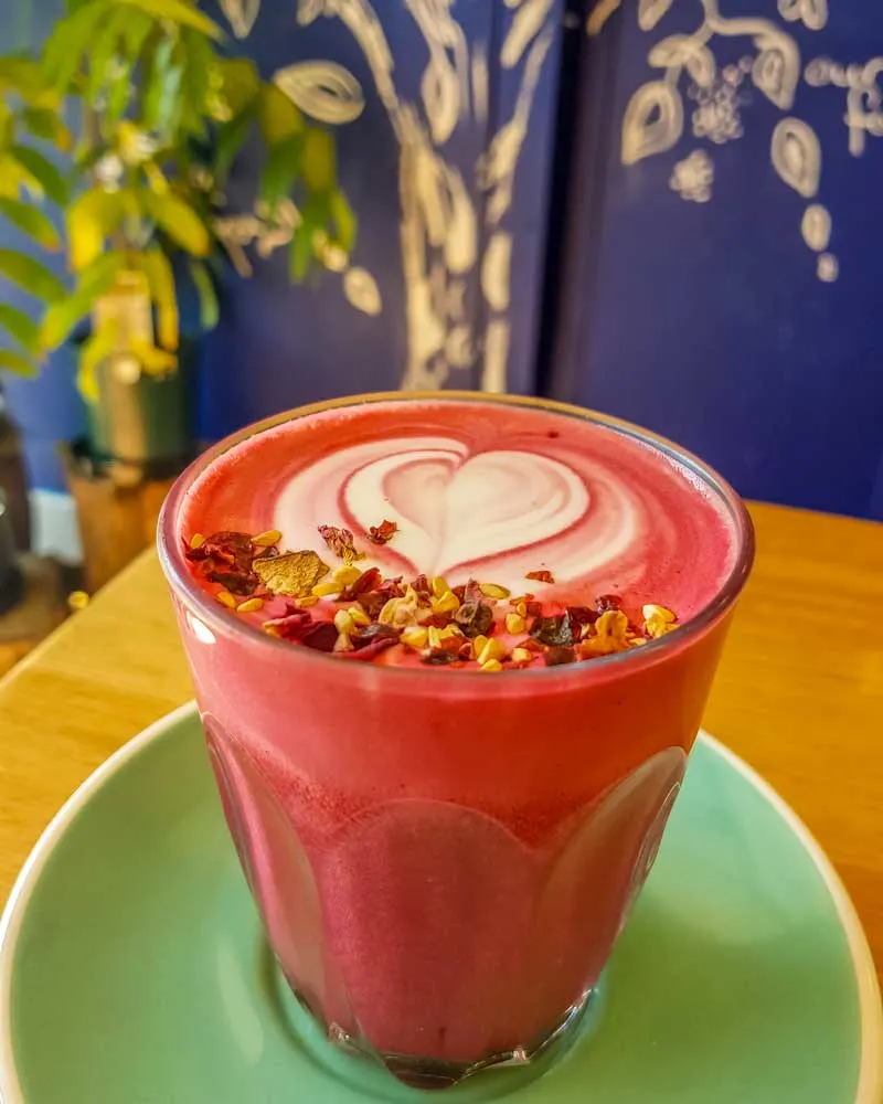 Beetroot latte at Organic Feast