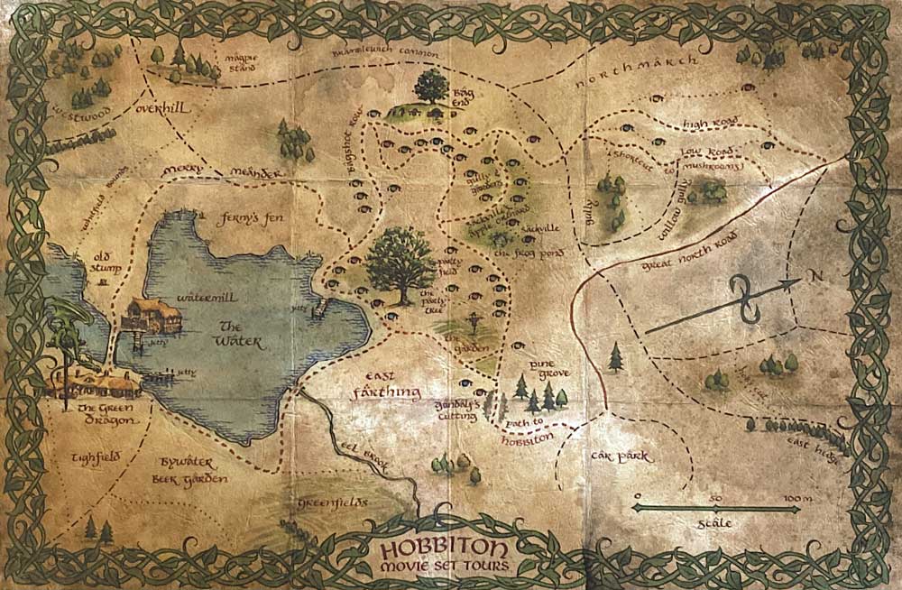 Map of the Hobbiton Movie Set