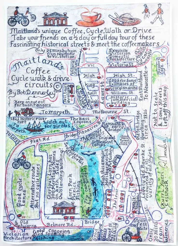 Bobs hand drawn Maitland Coffee map