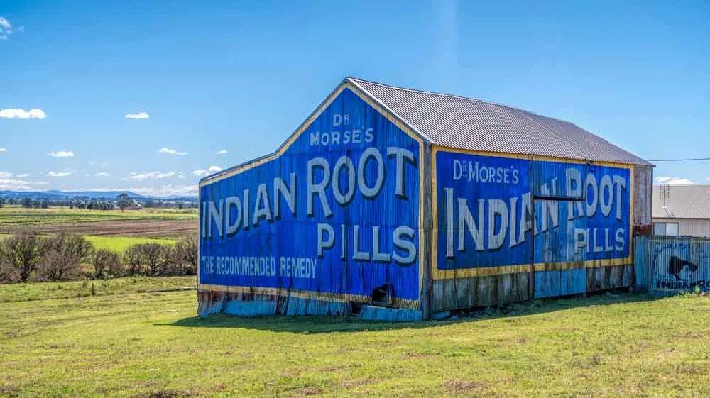 Highly recognised barn in Morpeth on big advert for Indian Root pills