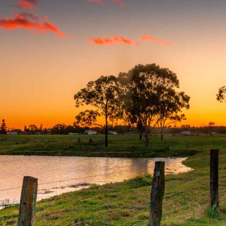 Sunrise over lake in Morpeth