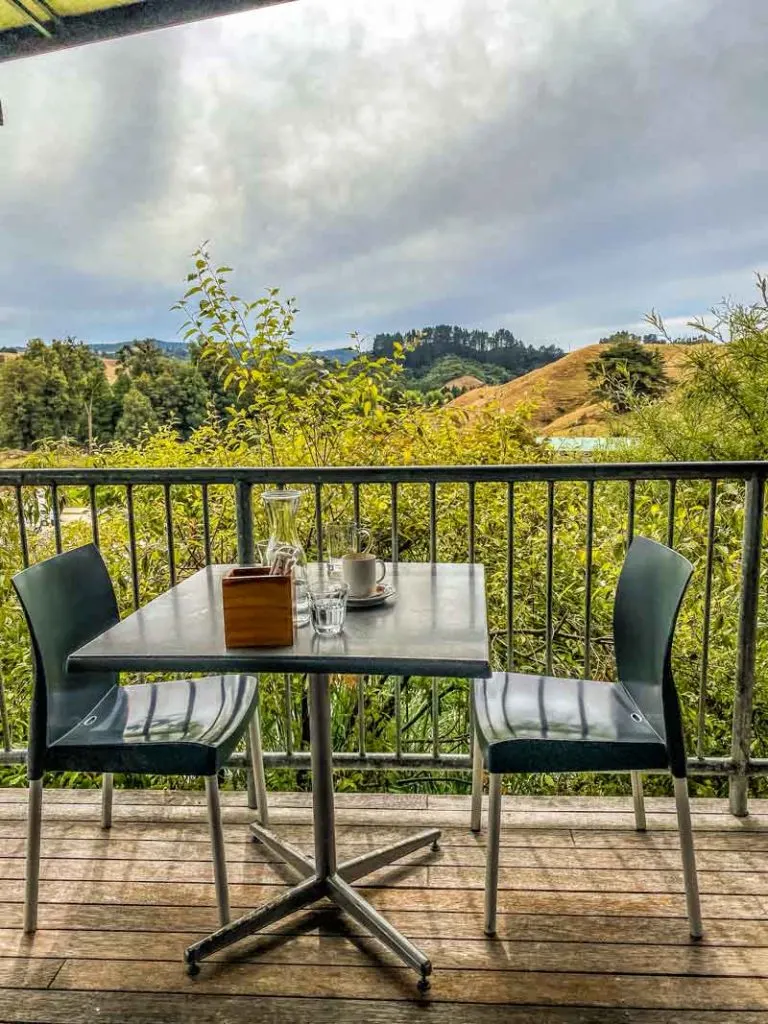 View from the deck at Huhu Cafe Waitomo