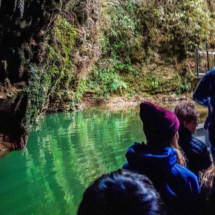 Boat ride leaving the Waitomo glow worm caves
