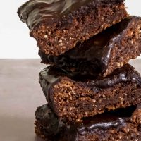 Stack of rich fudgy chocolate brownies