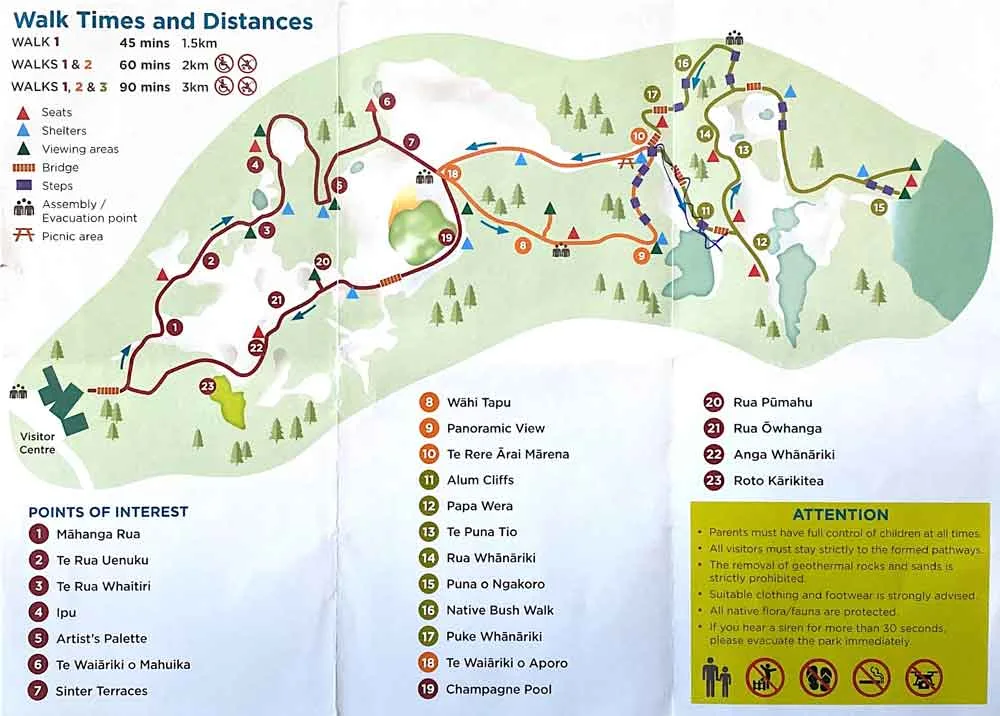Map of Wai-o-tapu attractions
