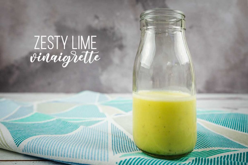 zesty lime vinaigrette in a glass bottle