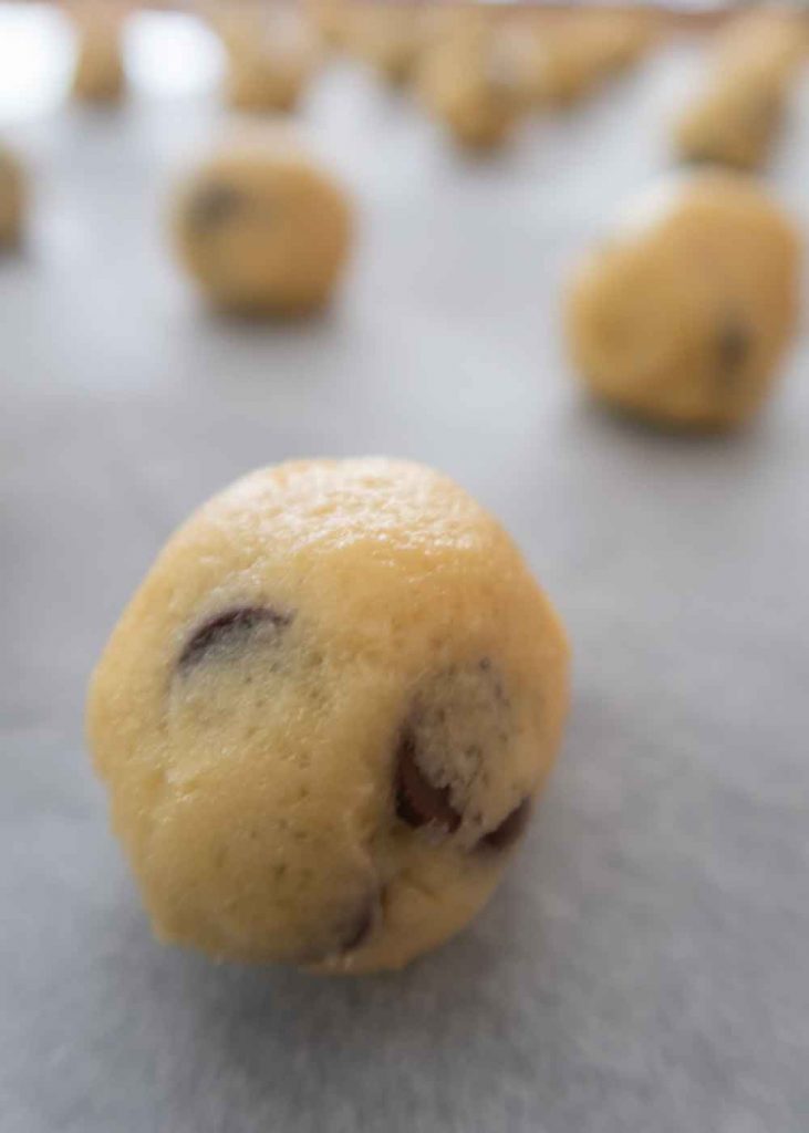 Balls of cookie dough ready to bake