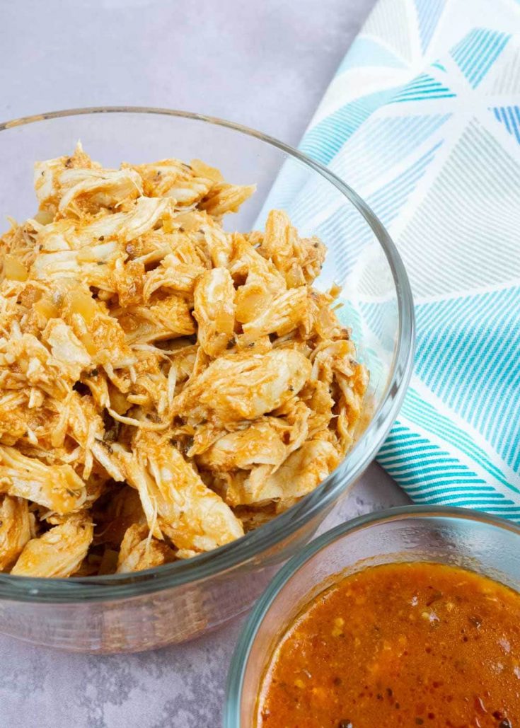 Spicy shredded chicken in the slow cooker