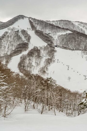 Iiyama ski slopes landscape in winter