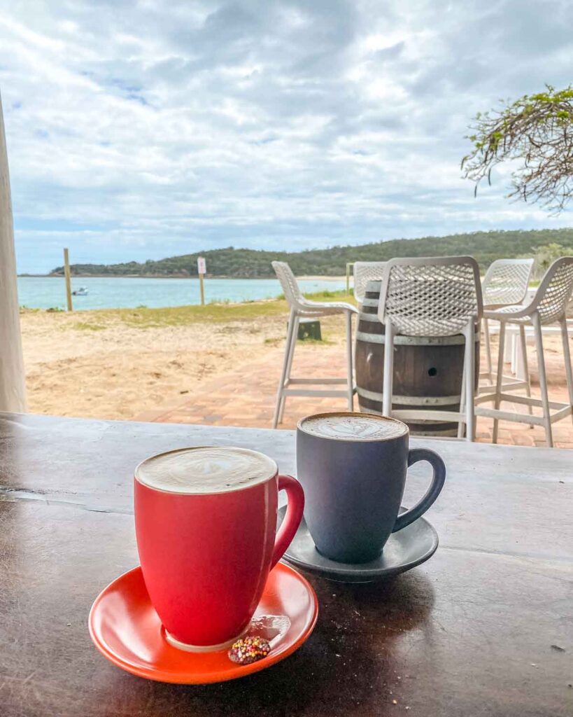 Coffee overlooking the ocean at Hideaway bar on Great Keppel Island