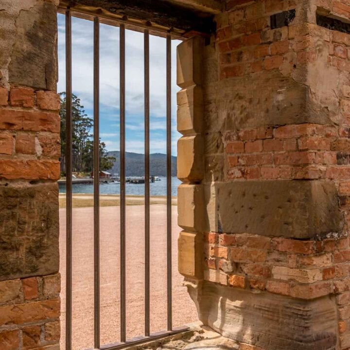 Looking though cell bars at Port Arthur
