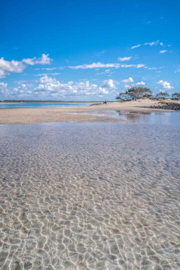 Elliot Heads from oceans edge looking back at Dr Marys Island and Coonarr across the river