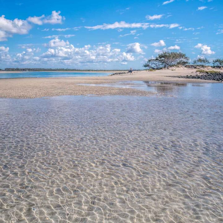 Elliot Heads from oceans edge looking back at Dr Marys Island and Coonarr across the river