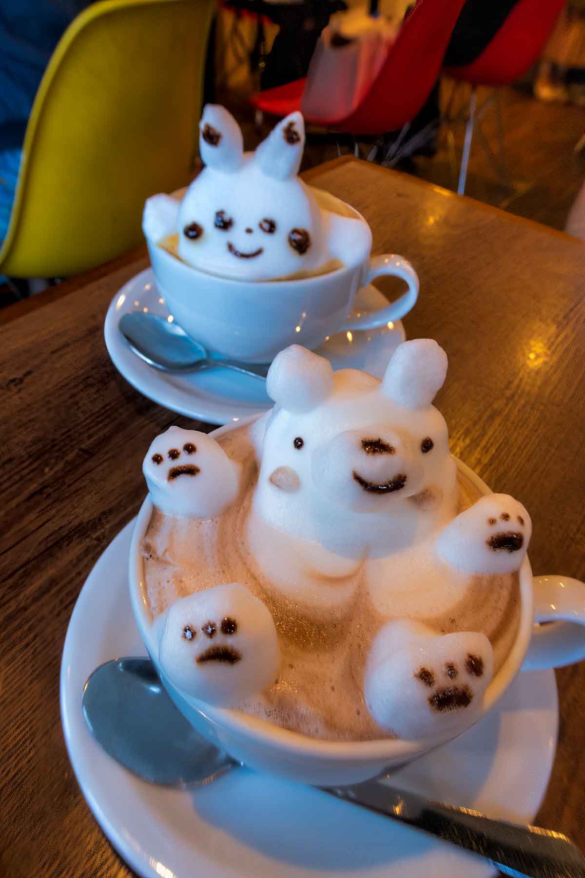 Kawaii character coffee at Reissue Cafe in Shibuya