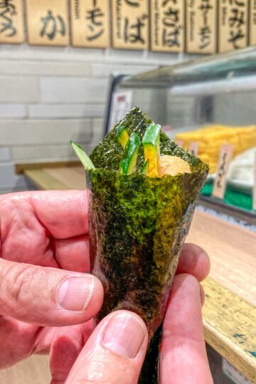 Hand rolled sushi on the Shibuya food tour