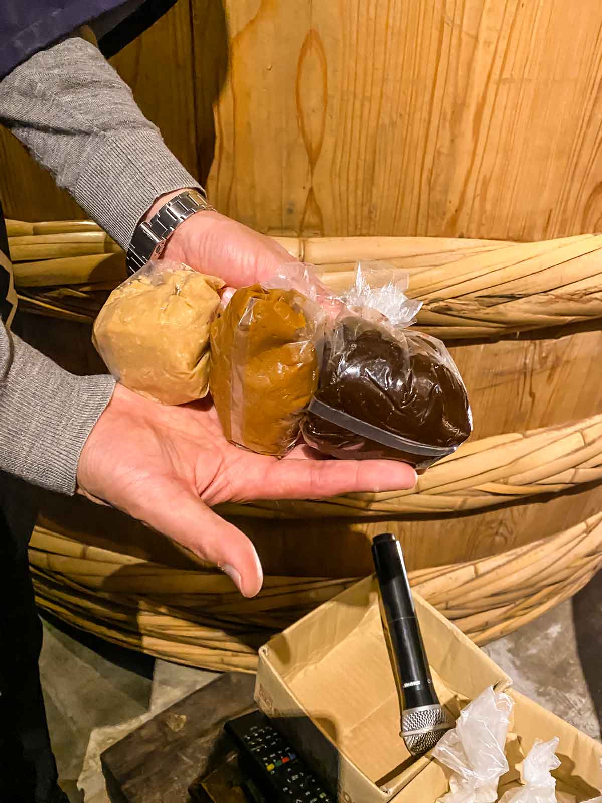 The colour of the miso at the end of each years fermentation.