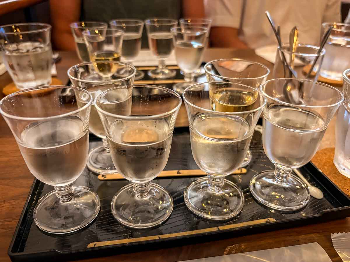 Sake tasting glasses in Fushimi